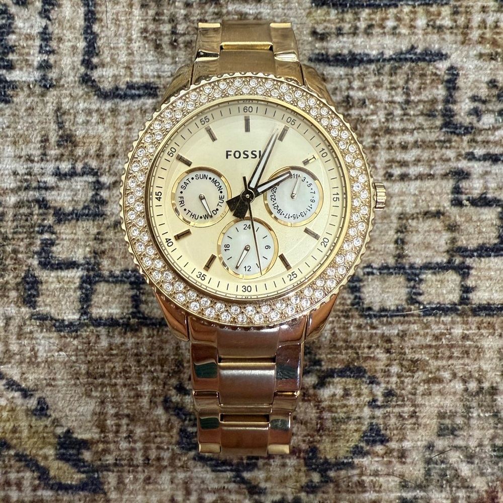 Gold Fossil Watch